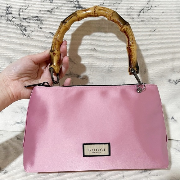 Gucci Pink Cosmetic Bag with Bamboo Handle - Picture 1 of 16